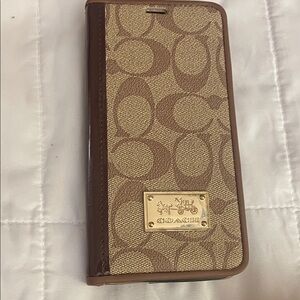 Coach Signature Tan and Brown Phone Case
